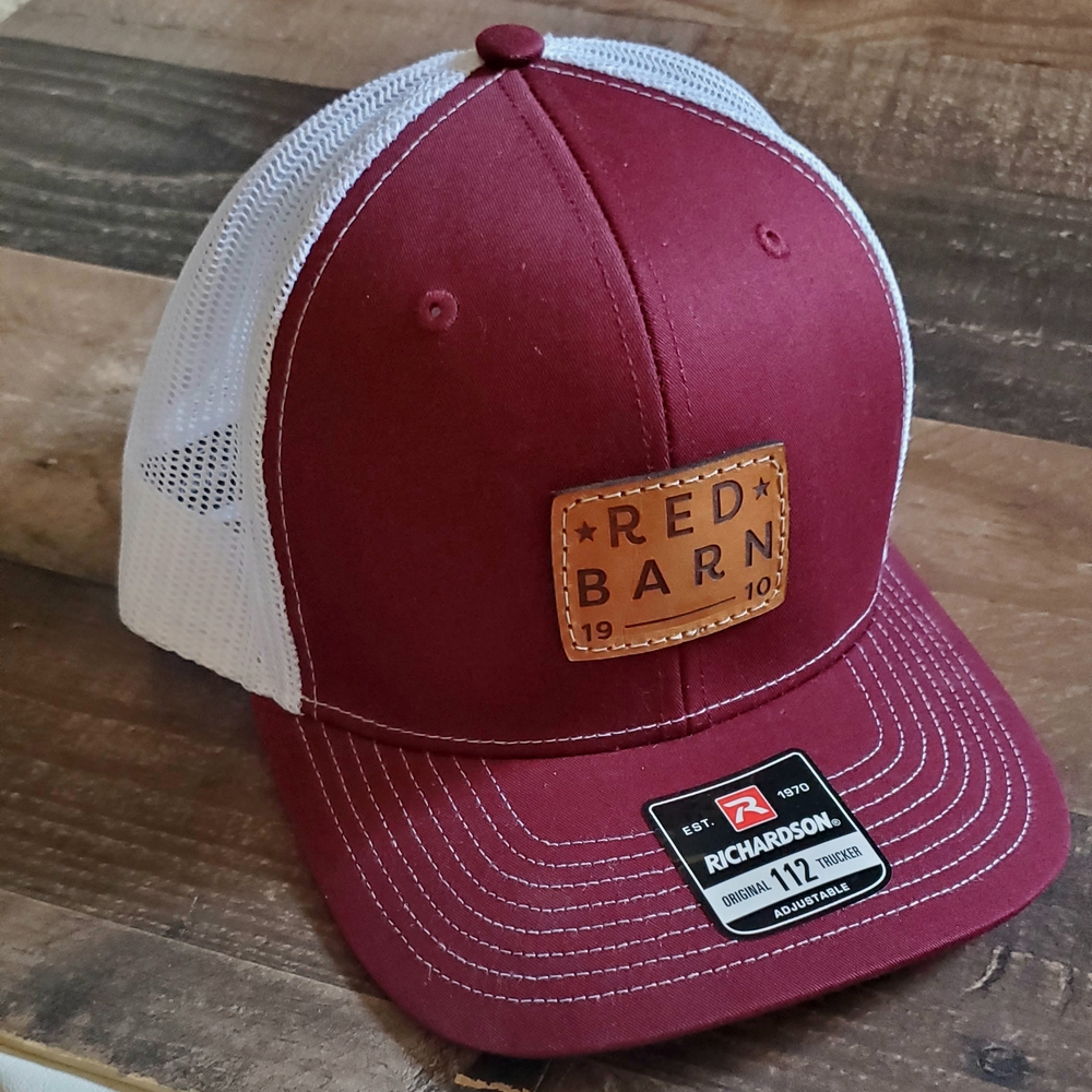 New Red Barn 1910 Maroon & White Richardson Style 112 Adjustable Trucker Hat